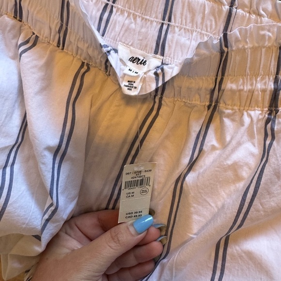 NEW Aerie Good Day Shirt & Shorts SET Boyfriend Lounge Medium Blue White NWT - Picture 8 of 10